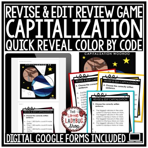 ELA Grammar Revise and Edit Capitalization Test Prep Color By Code