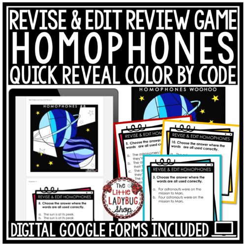 ELA Grammar Revise and Edit Homophones Test Prep Color By Code