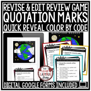 ELA Grammar Revise and Edit Quotation Marks Test Prep Color By Code