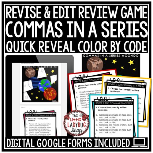 ELA Grammar Revise and Edit Commas in a Series Test Prep Color By Code