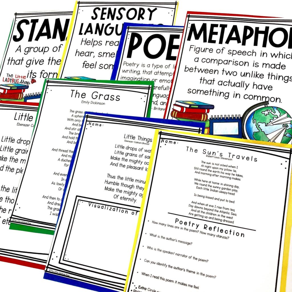 Focused Poetry Poem of the Week Activities for Upper Elementary