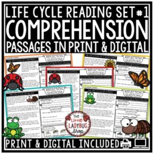 Butterfly Ladybug Life Cycle Reading Comprehension Passages Skills and Questions-1