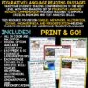 Figurative Language Reading Comprehension Passages and Question 3rd 4th Grade