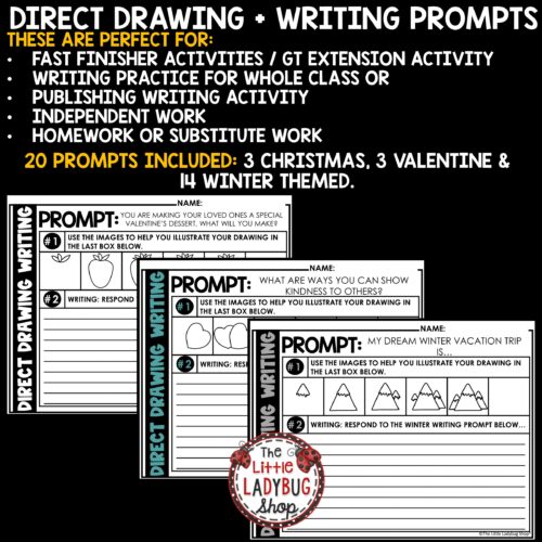Winter Direct Drawing Writing Prompts 3rd 4th Grade