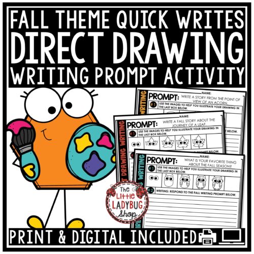 Fall Direct Drawing Writing Prompts 3rd 4th Grade