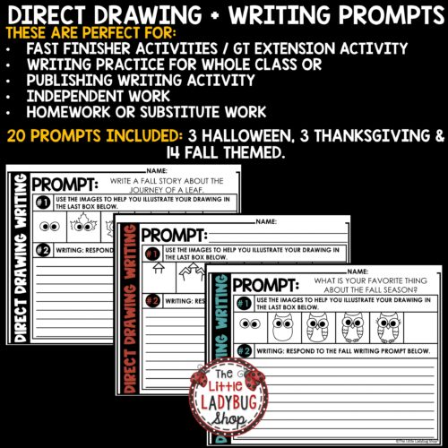 Fall Direct Drawing Writing Prompts 3rd 4th Grade