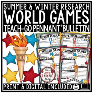 Olympics Summer Games Research Project for upper elementary students in 3rd 4th and 5th grade.