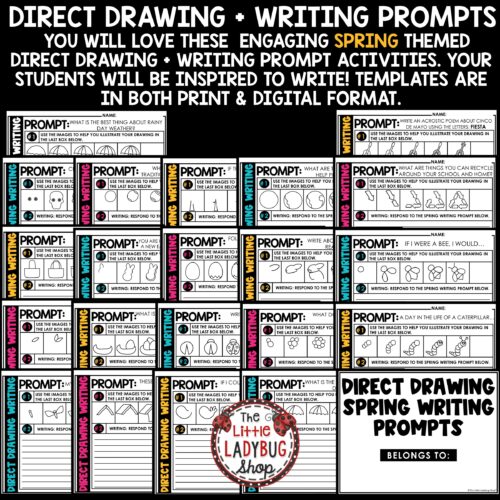 Spring Direct Drawing Writing Prompts 3rd 4th Grade
