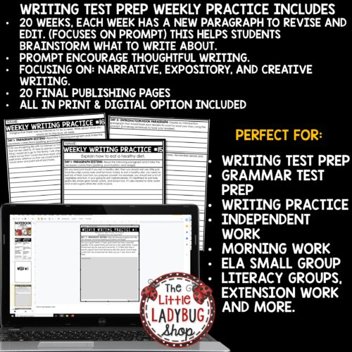 ELA Test Prep Writing Prompts 3rd 4th grade