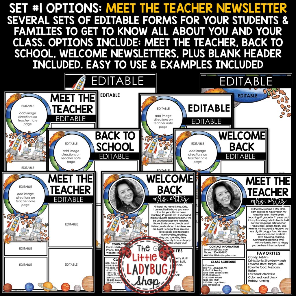 Space Planets Meet the Teacher Newsletter Editable Template - The ...
