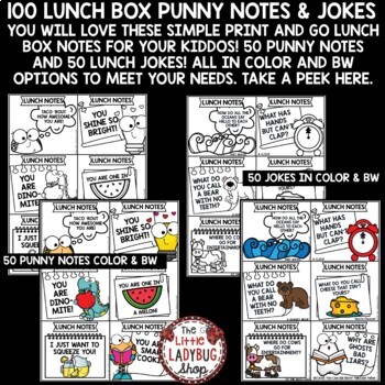 100 Funny Encouraging Punny Sayings & Jokes Lunch Box Notes Back to School  - The Little Ladybug Shop