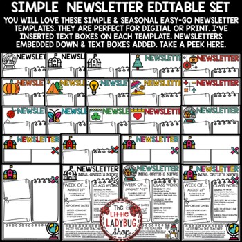 Classroom Monthly Weekly Newsletter Template Editable Parent Communication-2