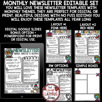 Classroom Monthly Weekly Newsletter Template Editable Parent Communication-3
