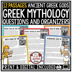 Greek Mythology Reading Passages Ancient Greece Greek Myths Gods and Goddesses