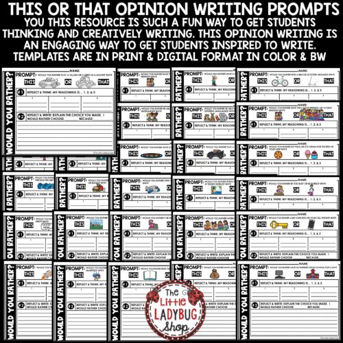 Would You Rather Opinion Writing Prompt