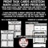 Print Task Cards Addition - Math Logic, Word Problems