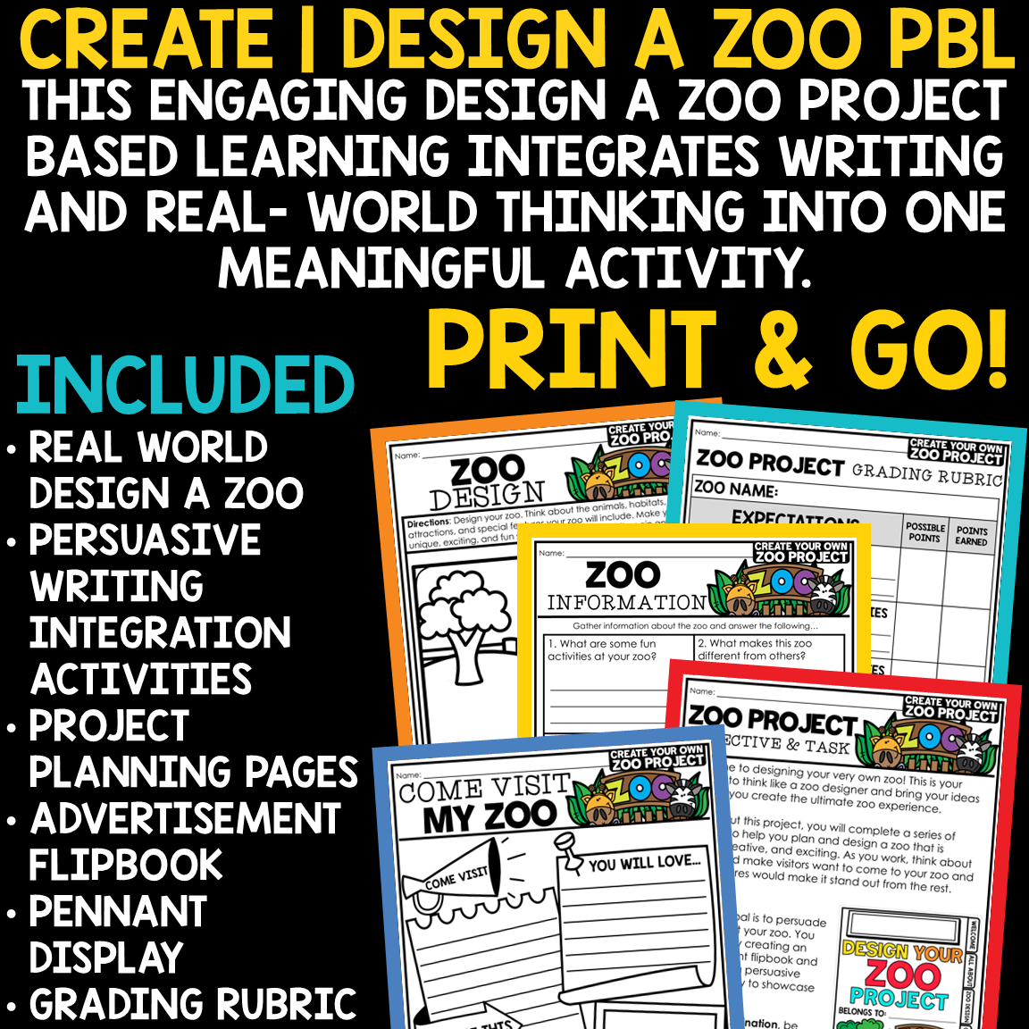 Create Design a Zoo Activities End of Year Project Based Learning 3rd 4th Grade