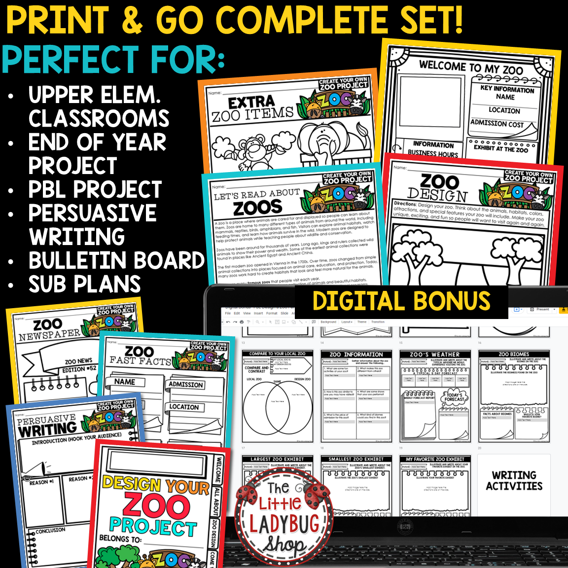 Create Design a Zoo Activities End of Year Project Based Learning 3rd 4th Grade