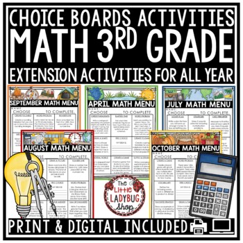 Extensions Math 3rd Grade Menus Choice Boards Early Fast Finishers Activities-1