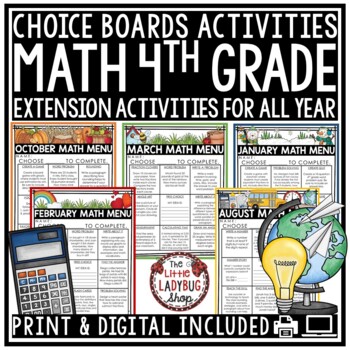 Extensions Math 4th Grade Menus Choice Boards Early Fast Finishers Activities-1