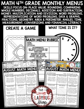 Extensions Math 4th Grade Menus Choice Boards Early Fast Finishers Activities-3