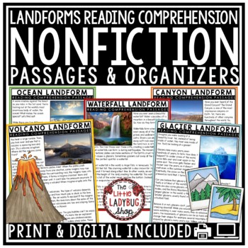 Landforms Nonfiction Reading Comprehension Passages and Questions 3rd, 4th Grade-1
