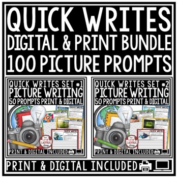 Photo Picture Writing Prompts 3rd, 4th Grade Daily Quick Writes Activity Bundle-1