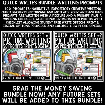 Photo Picture Writing Prompts 3rd, 4th Grade Daily Quick Writes Activity Bundle-2