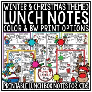 Winter Christmas Student Gift Jokes Lunch Box Notes Encouraging Punny Sayings-1