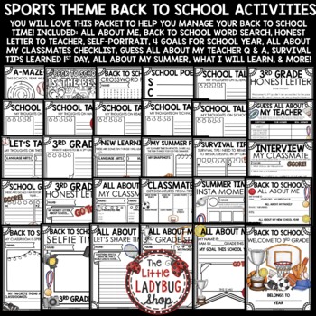 50% OFF Sports Theme First Week Back To School Activities 3rd Grade-2