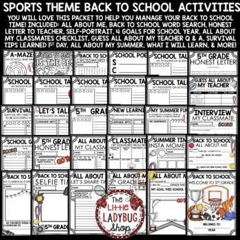 50% OFF Sports Theme First Week Back To School Activities 5th Grade-2