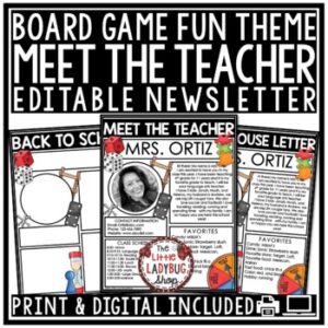 Board Games Meet the Teacher Newsletter Template Editable Back to School Letter-1