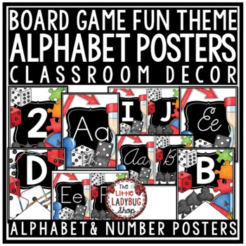 Board Games Theme Classroom Décor Print Cursive Alphabet Posters Bulletin Board-1