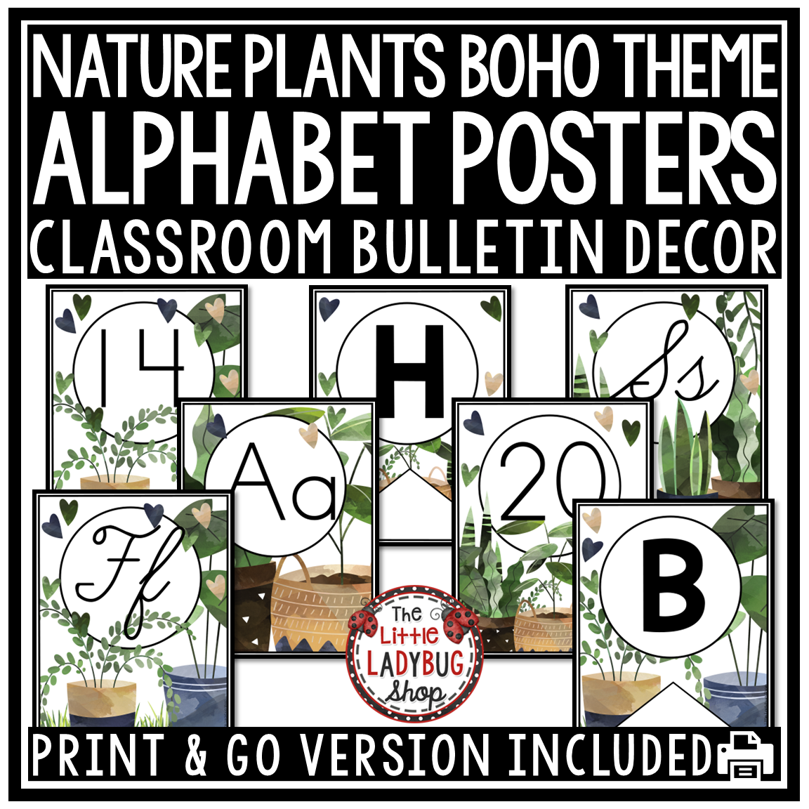 Nature Boho Plant Garden Theme Classroom Décor Bundle Greenery Calming Boho