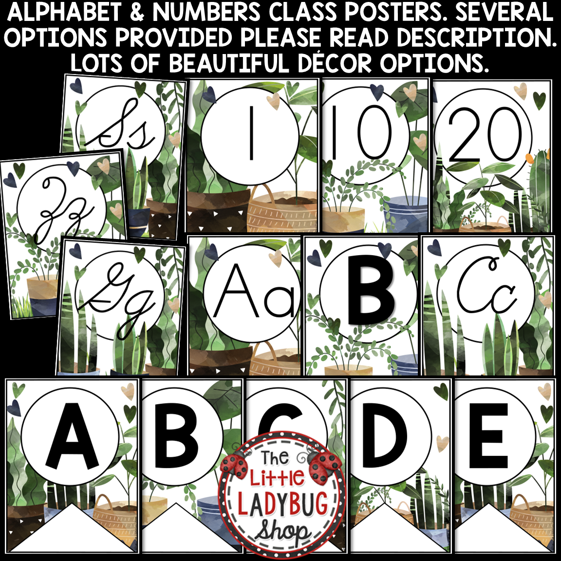 Nature Boho Plant Garden Theme Classroom Décor Bundle Greenery Calming Boho