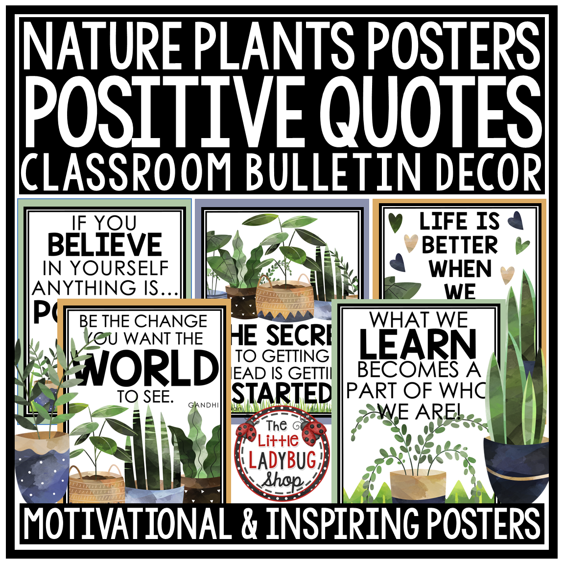 Nature Boho Plant Garden Theme Classroom Décor Bundle Greenery Calming Boho
