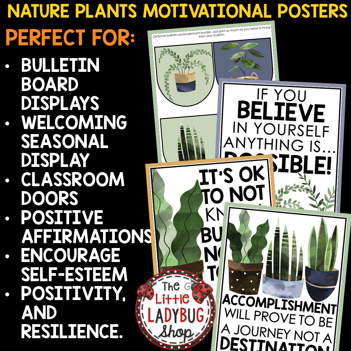 Nature Boho Plant Garden Theme Classroom Décor Bundle Greenery Calming Boho