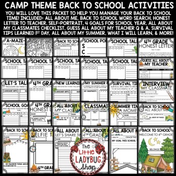 Camp Theme First Week Back To School Activities 4th Grade All About Me Poster-2