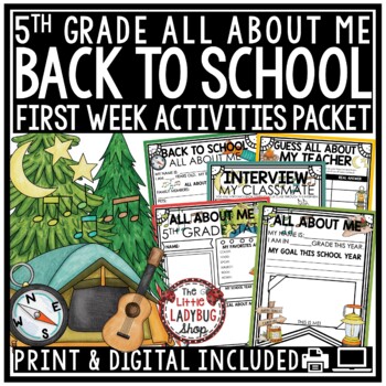Camp Theme First Week Back To School Activities 5th Grade All About Me Poster-1