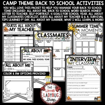 Camp Theme First Week Back To School Activities 5th Grade All About Me Poster-3