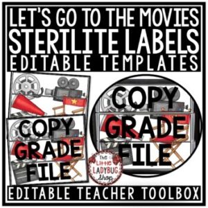 Hollywood Movie Night Classroom Decor Labels 3 Drawer Sterilite Labels Editable-1