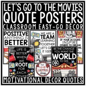 Hollywood Movie Night Classroom Door Décor Motivational Posters Bulletin Board-1