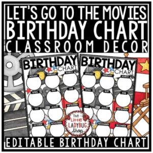 Hollywood Movie Night Theme Classroom Decor Birthday Display Editable-1