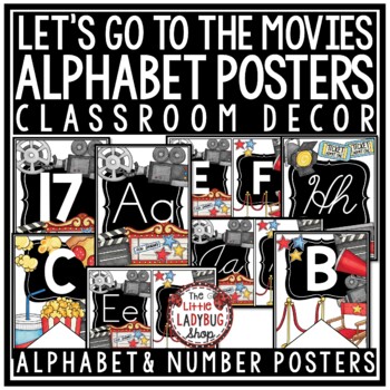 Hollywood Movie Night Theme Classroom Decor Print & Cursive Alphabet Posters-1