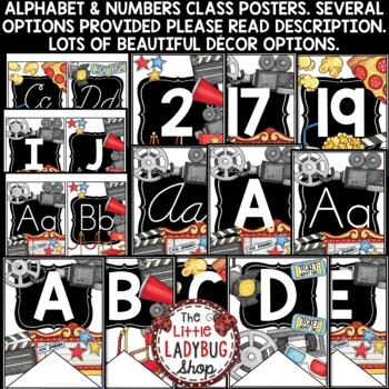 Hollywood Movie Night Theme Classroom Decor Print & Cursive Alphabet Posters-2
