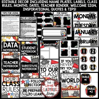 Hollywood Movie Night Theme Classroom Décor Bulletin Board, Newsletter-3