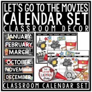 Hollywood Movie Night Theme Classroom Décor Yearly Calendar Bulletin Board-1