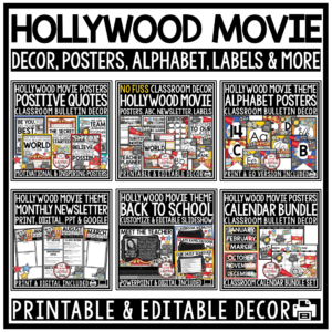 Hollywood Red Carpet Night Theme Classroom Décor Bundle Movie Star Cinematic