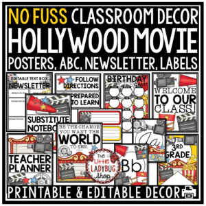 Hollywood Red Carpet Night Theme Classroom Décor Bundle Movie Star Cinematic