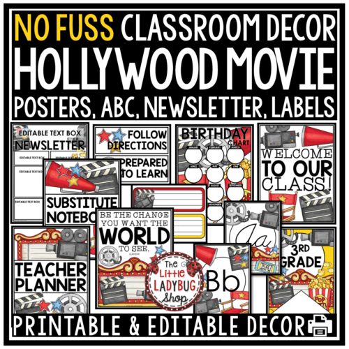 Hollywood Red Carpet Night Theme Classroom Décor Bundle Movie Star Cinematic